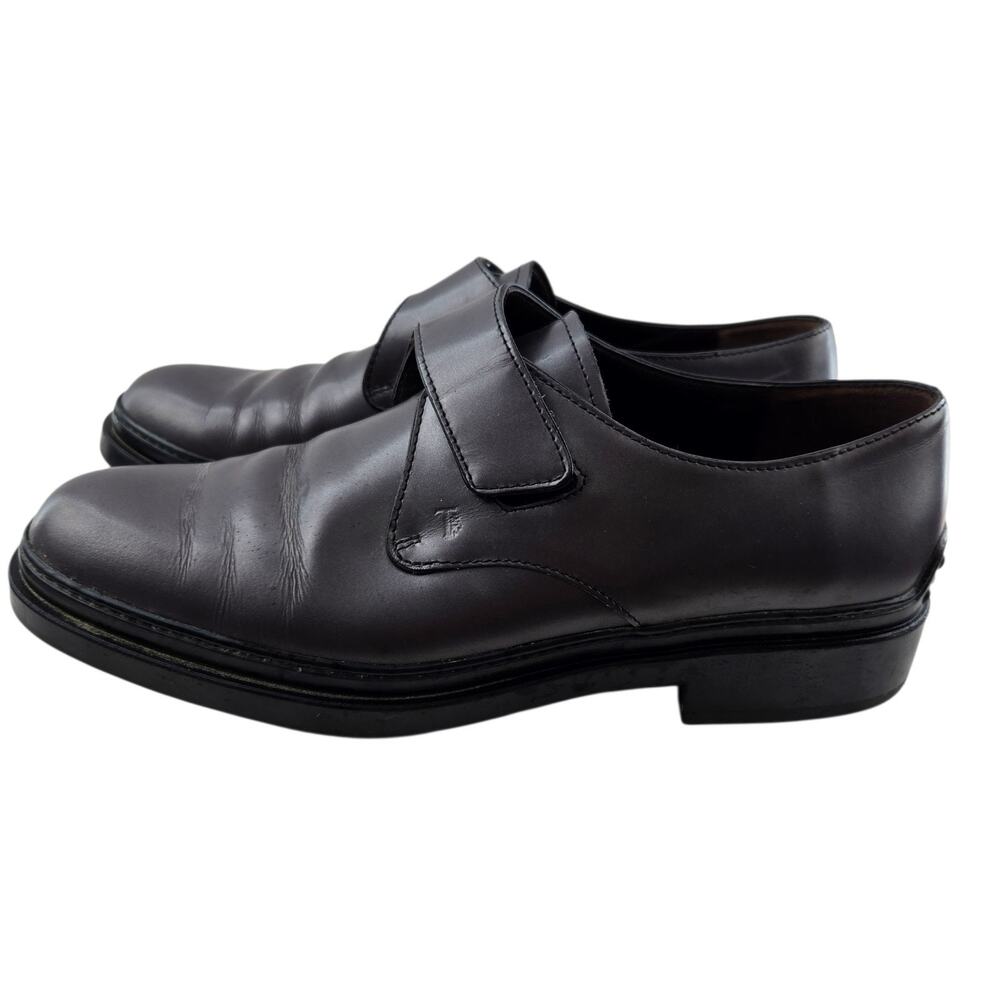 Tod's Shoes Womens 39 9 Single Monk Strap Dark Metallic Pewter Leather Luxury - Picture 6 of 12